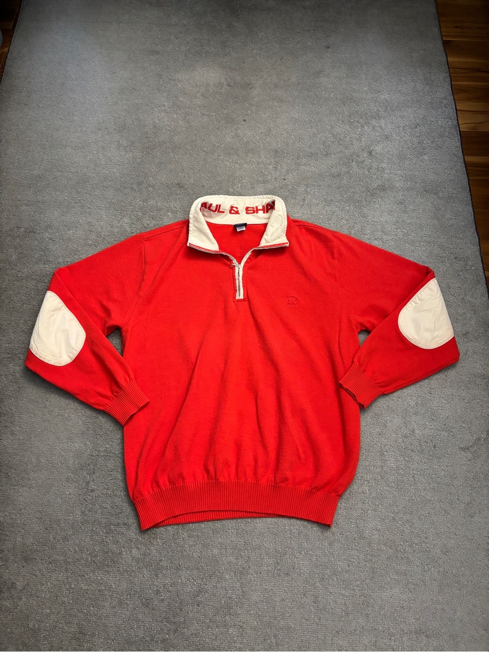 Paul & Shark 1/4 Zip Mock Neck Yachting Logo Nautical Pullover Sweater